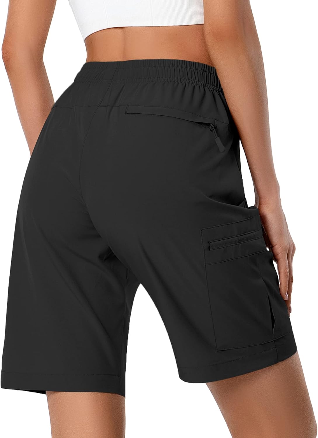 Hugut Women's Lightweight Hiking Cargo Shorts Quick Dry Athletic Shorts Camping Travel Golf Zipper Pockets Water Resistant - Image 4