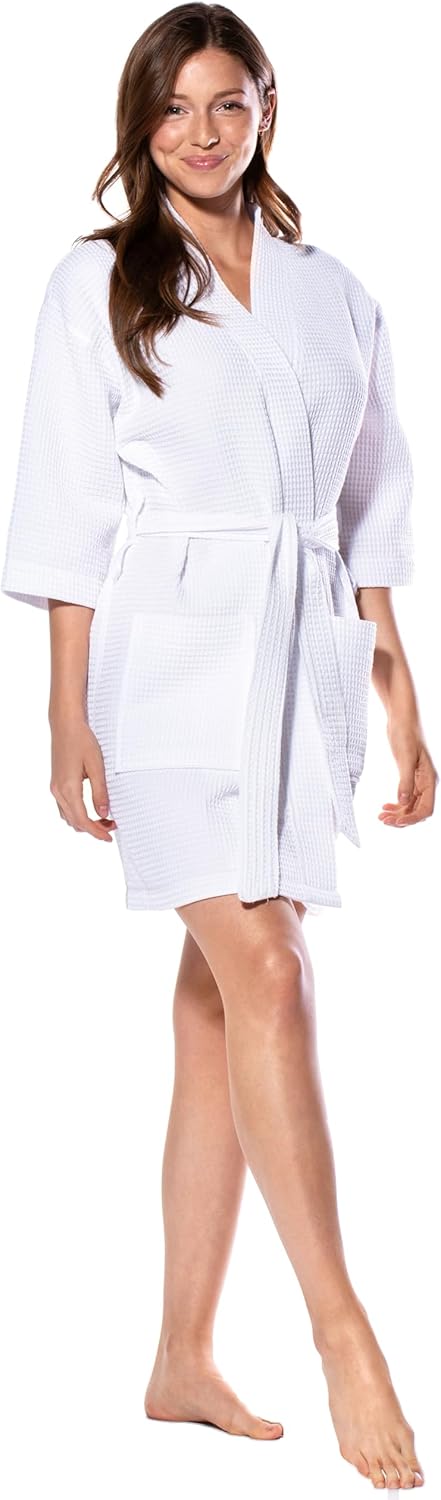 Turquaz Lightweight Short Robes For Women Waffle Kimono Bathrobe - Soft, Fast-Drying, Long-Lasting Cotton Blend - Image 2