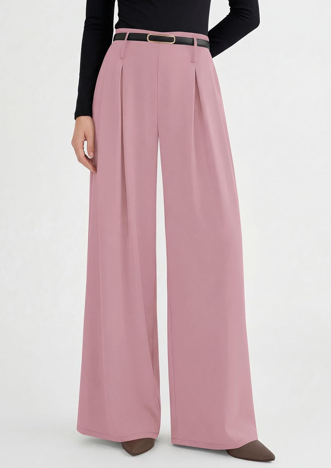 PRETTYGARDEN Womens Wide Leg Trousers 2026 Elastic High Waisted Dress Pants Pleated Slacks Flowy Business Work Palazzo Pants - Image 5