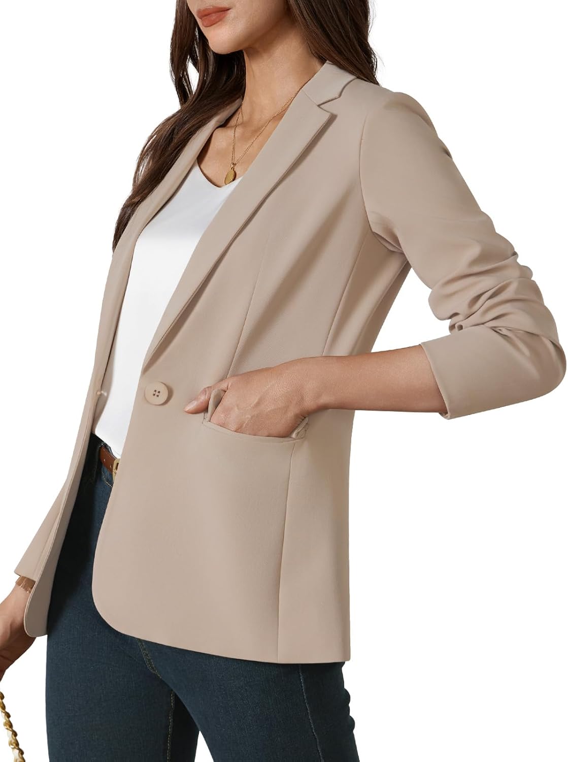 Kelyaa Womens One Button Blazer Casual Open Front Long Sleeve Suit Jackets Business Work Office Blazers - Image 7
