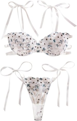 Lilosy Sexy Tie Side Embroidered Un...