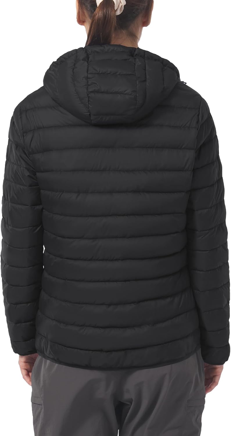Womens Puffer Jacket Lightweight Packable Winter Light Coat Full-Zip Hooded Outerwear for Travel - Image 2
