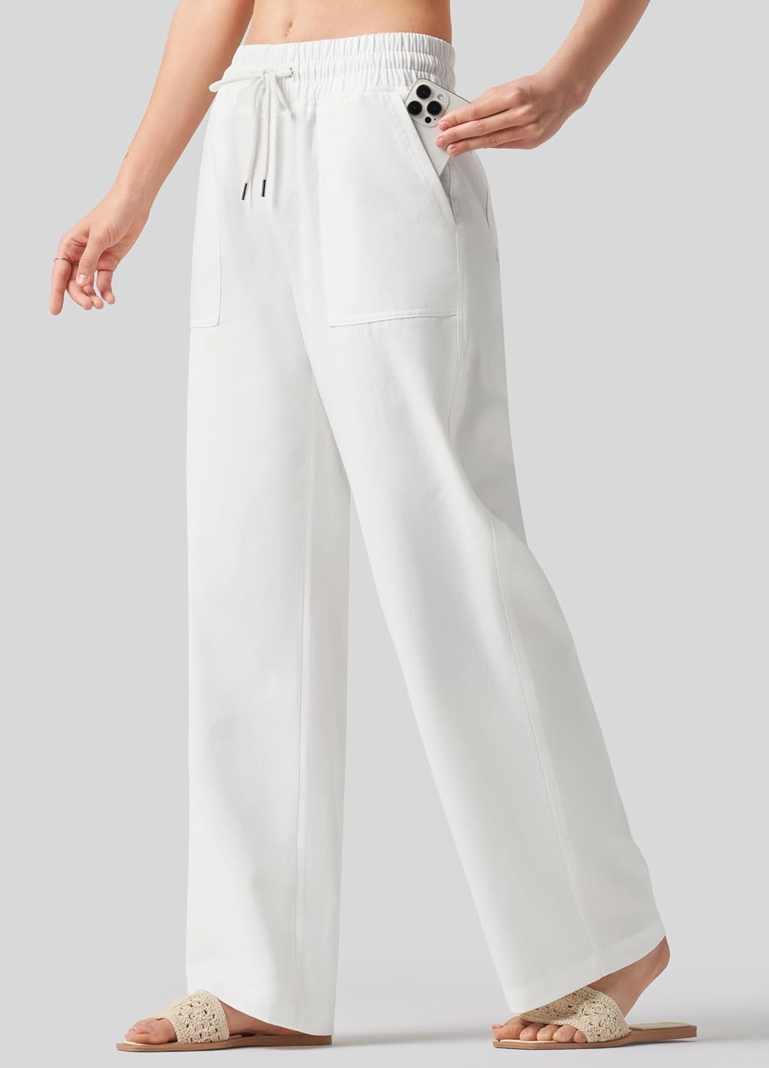 Willit Women Linen Pants Wide Leg Casual Palazzo Pants Cotton Linen Lounge Beach Summer Pants with Pockets 29"/31"/ 33" - Image 2