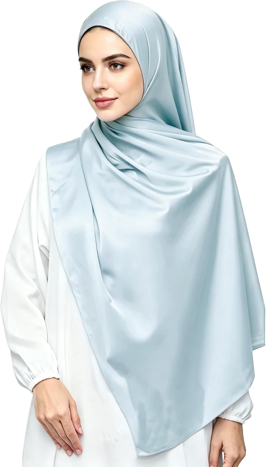 Lina & Lily Luxury Satin Hijab Head Scarf Shawl Wrap for Muslim Women Extra Long