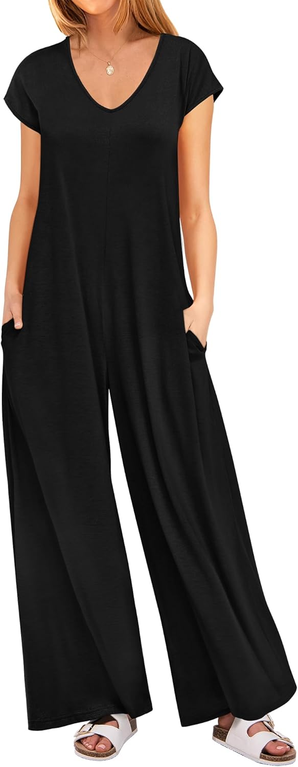 ANRABESS Jumpsuits for Women 2026 Summer Casual Loose Cap Sleeve Crewneck Wide Leg Rompers Jumper One Piece Beach Outfits