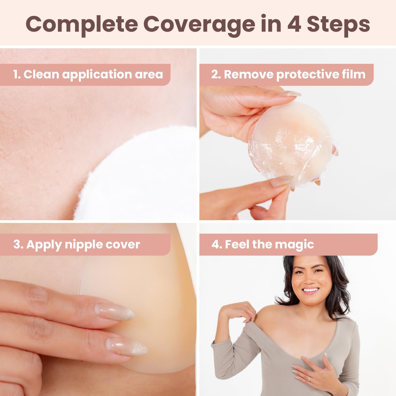 Go Nipless Pasties For Women - Reusable Silicone Nipple Covers, Breast Petals For Women, Nipple Pasties - Image 3