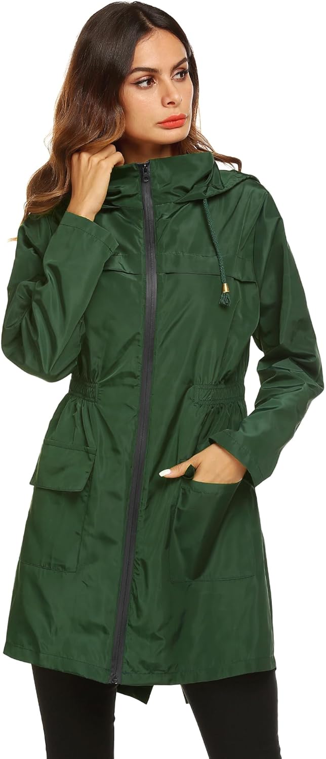 Lomon Women Waterproof Lightweight Rain Jacket Active Outdoor Hooded Raincoat - Image 2