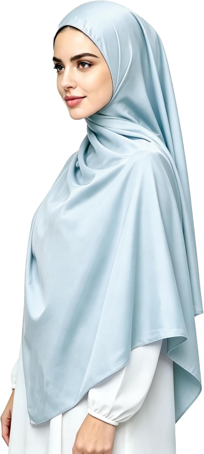 Lina & Lily Luxury Satin Hijab Head Scarf Shawl Wrap for Muslim Women Extra Long - Image 2