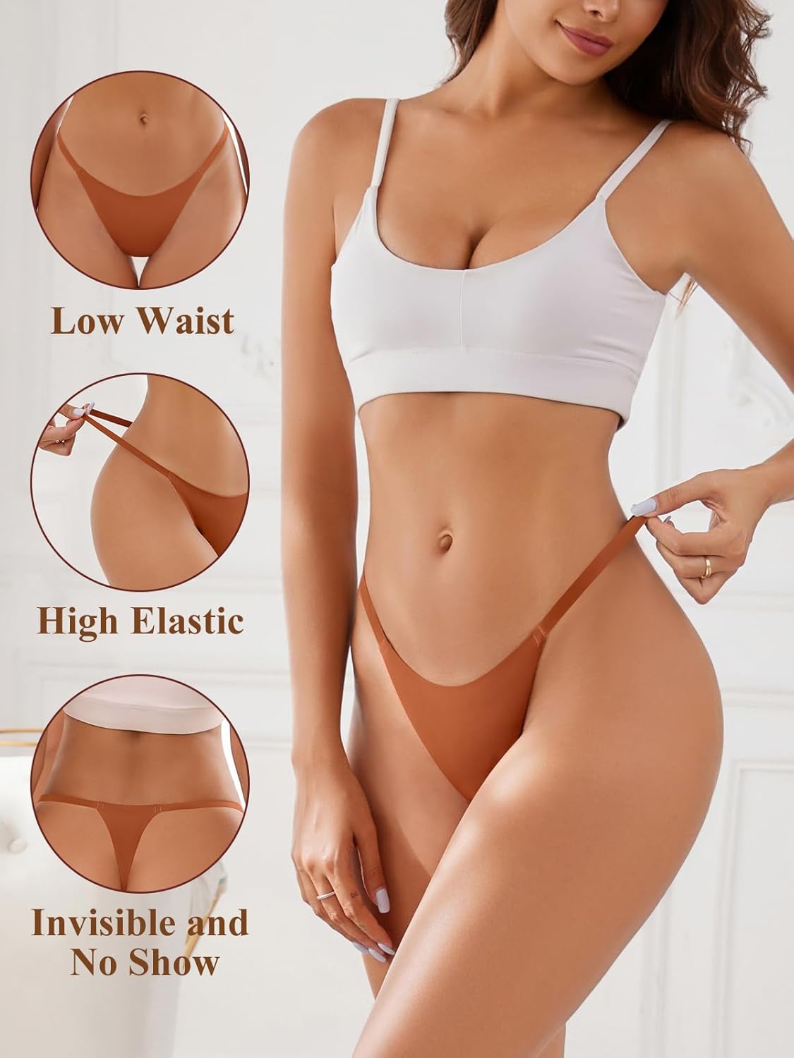 linccure Seamless G-string Thongs for Women - No Show Thong Underwear Stretch Breathable Low Rise Panties 8 Pack - Image 3
