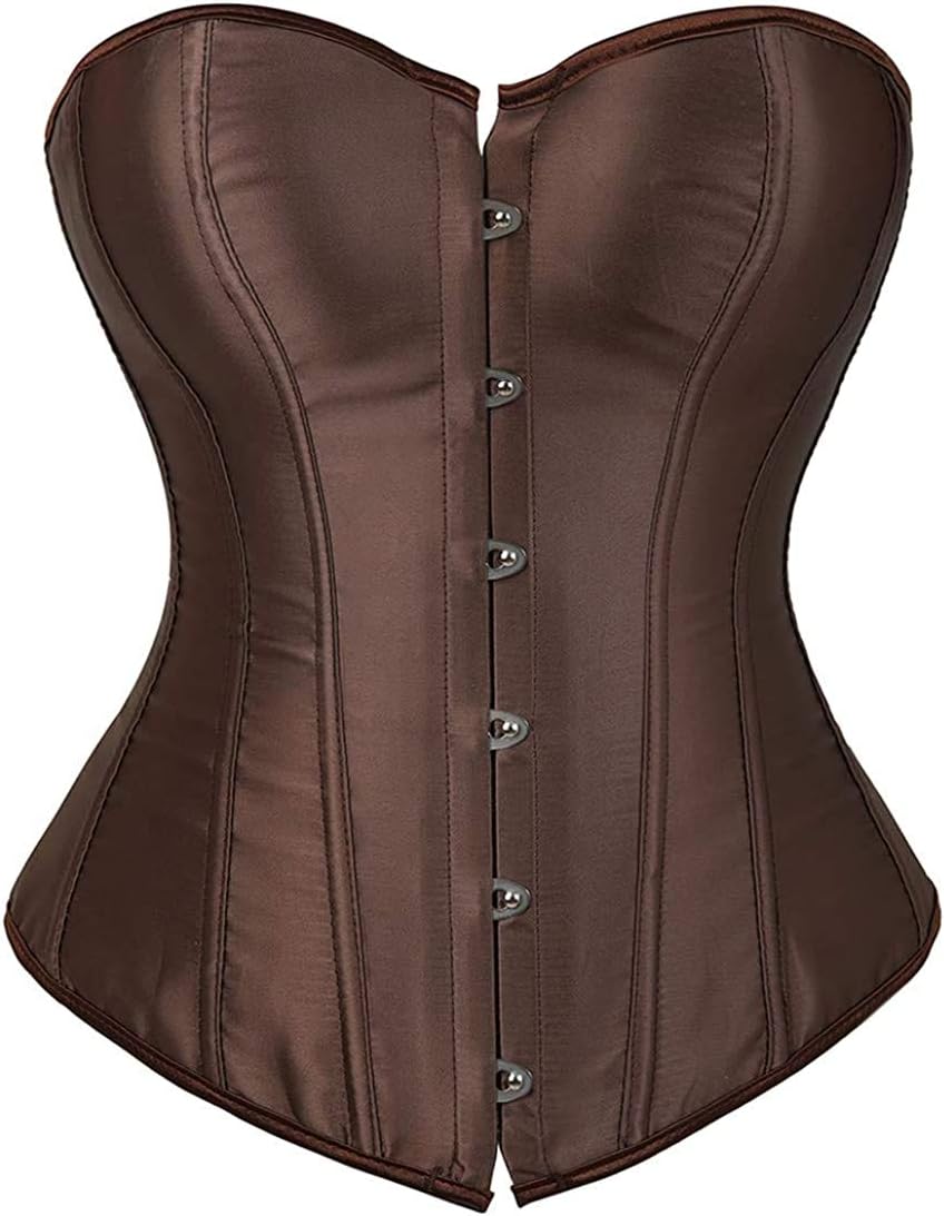 HNGHOU Women's Bustier Corset Top Plus Size Satin Waist Cincher Overbust Bustiers