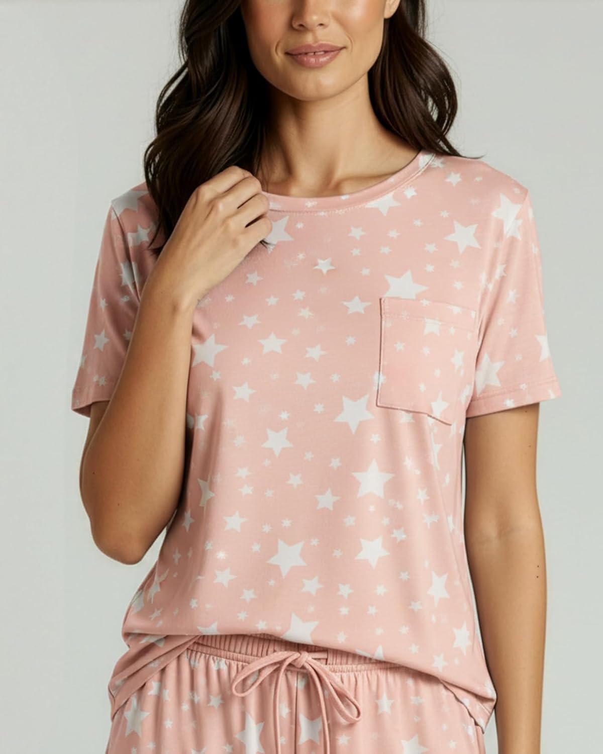 Real Essentials 2 Pack: Women’s Short Sleeve Pajama Short Set - Comfy Lightweight Soft Lounge Sleepwear (Plus - Image 3