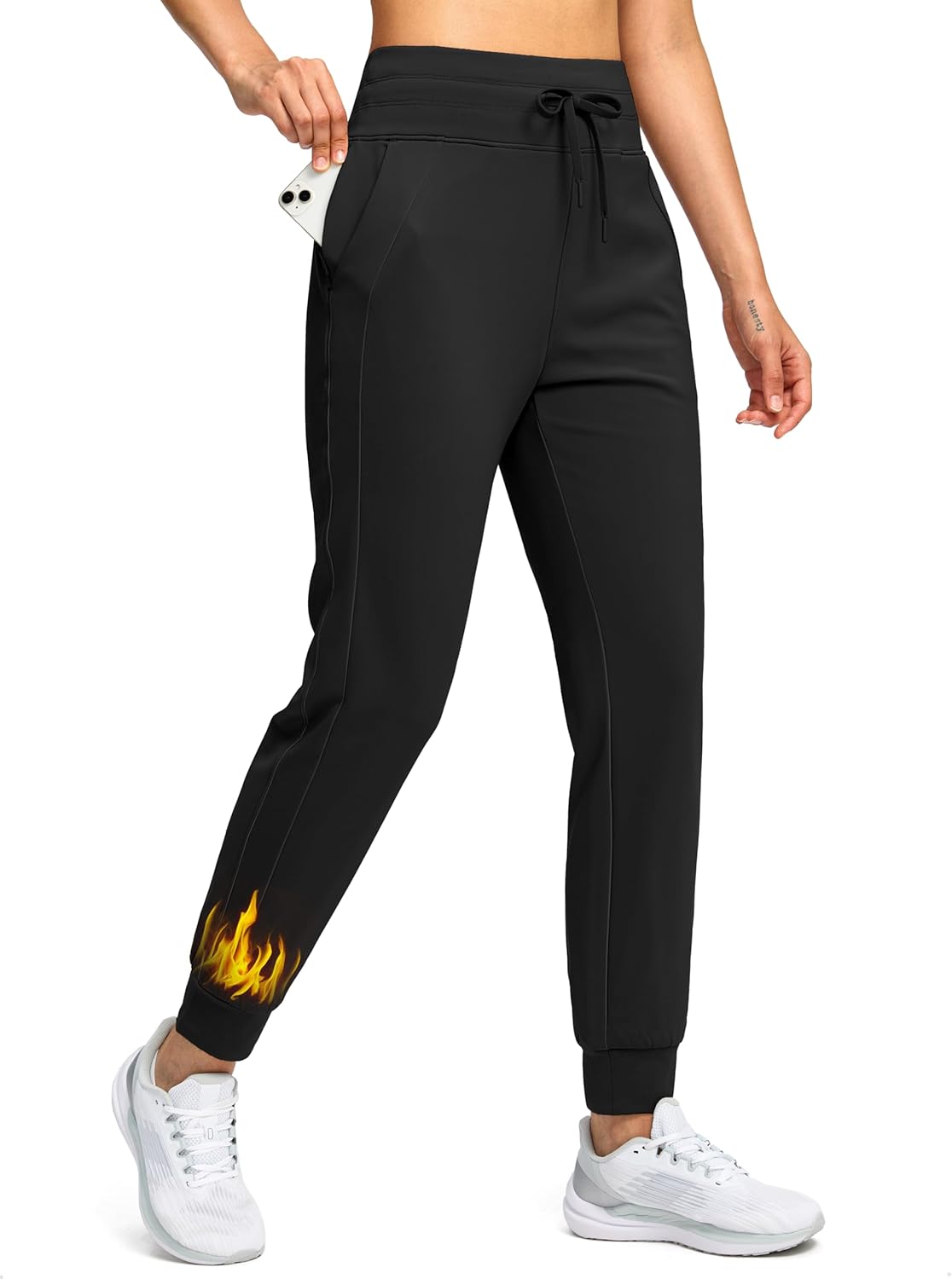 Soothfeel Women's Fleece Lined Joggers Water Resistant High Waisted Sweatpants Winter Warm Thermal Running Hiking Pant Pocket