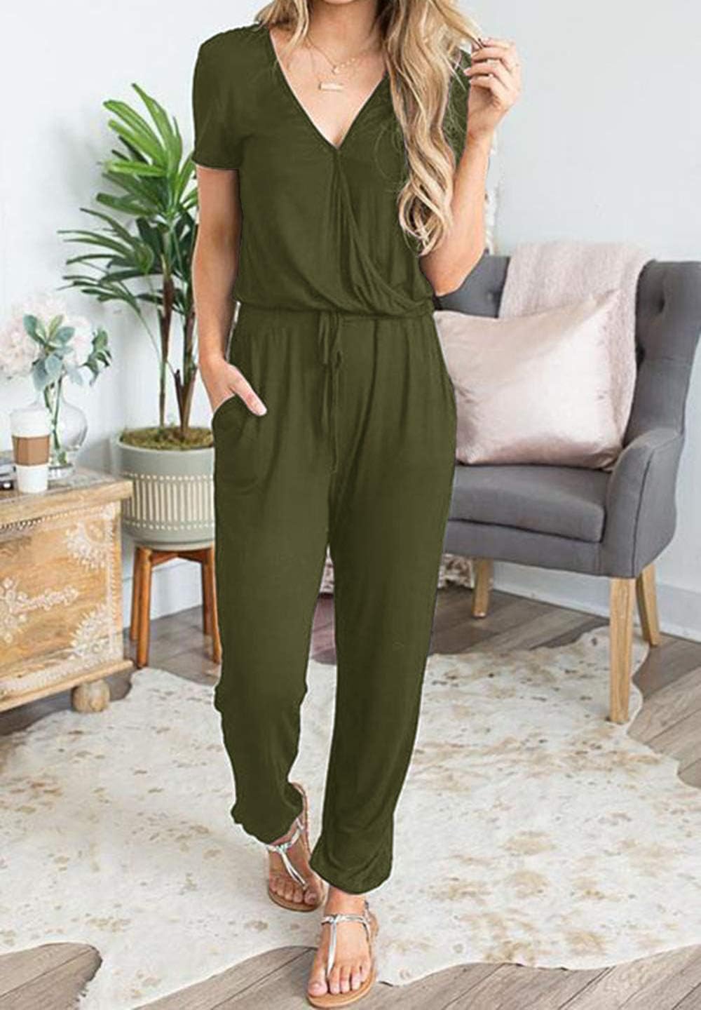 PRETTYGARDEN Jumpsuits for Women 2026 Spring Summer Casual Dressy Short Sleeve Romper Airport Vacation Travel Outfits - Image 3