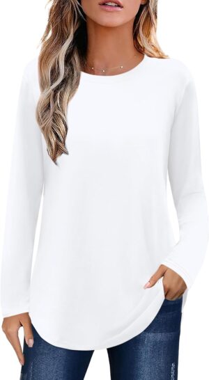 Elesomo Womens Shirts Casual Crew N...