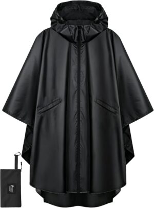 PTEROMY Hooded Rain Poncho for Adul...
