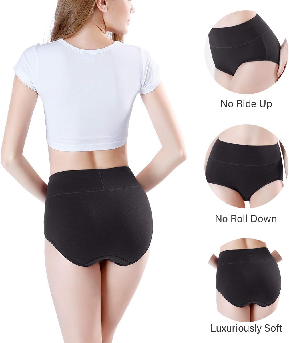 wirarpa Women's Cotton Underwear High Waisted Ladies Panties Full Coverage Briefs 4 Pack (Regular & Plus Size) - Image 5