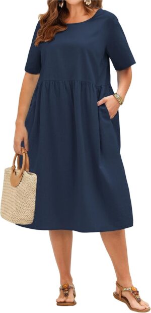 IN’VOLAND Plus Size Cotton Li...