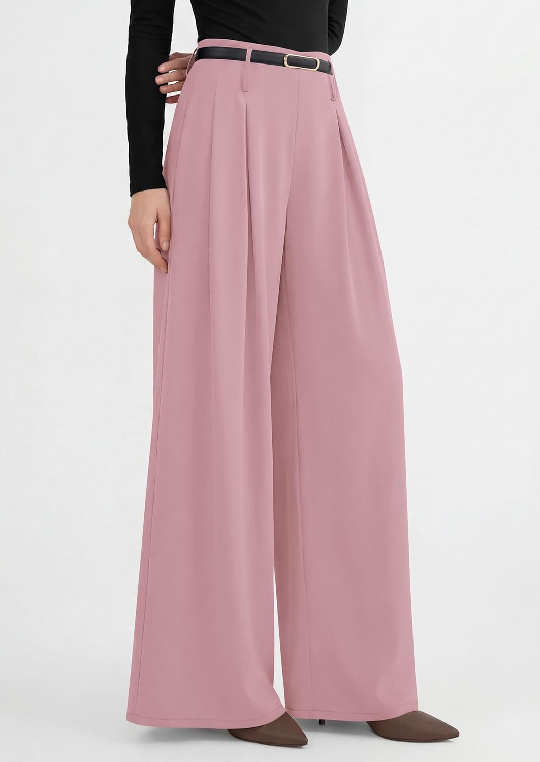 PRETTYGARDEN Womens Wide Leg Trousers 2026 Elastic High Waisted Dress Pants Pleated Slacks Flowy Business Work Palazzo Pants - Image 3