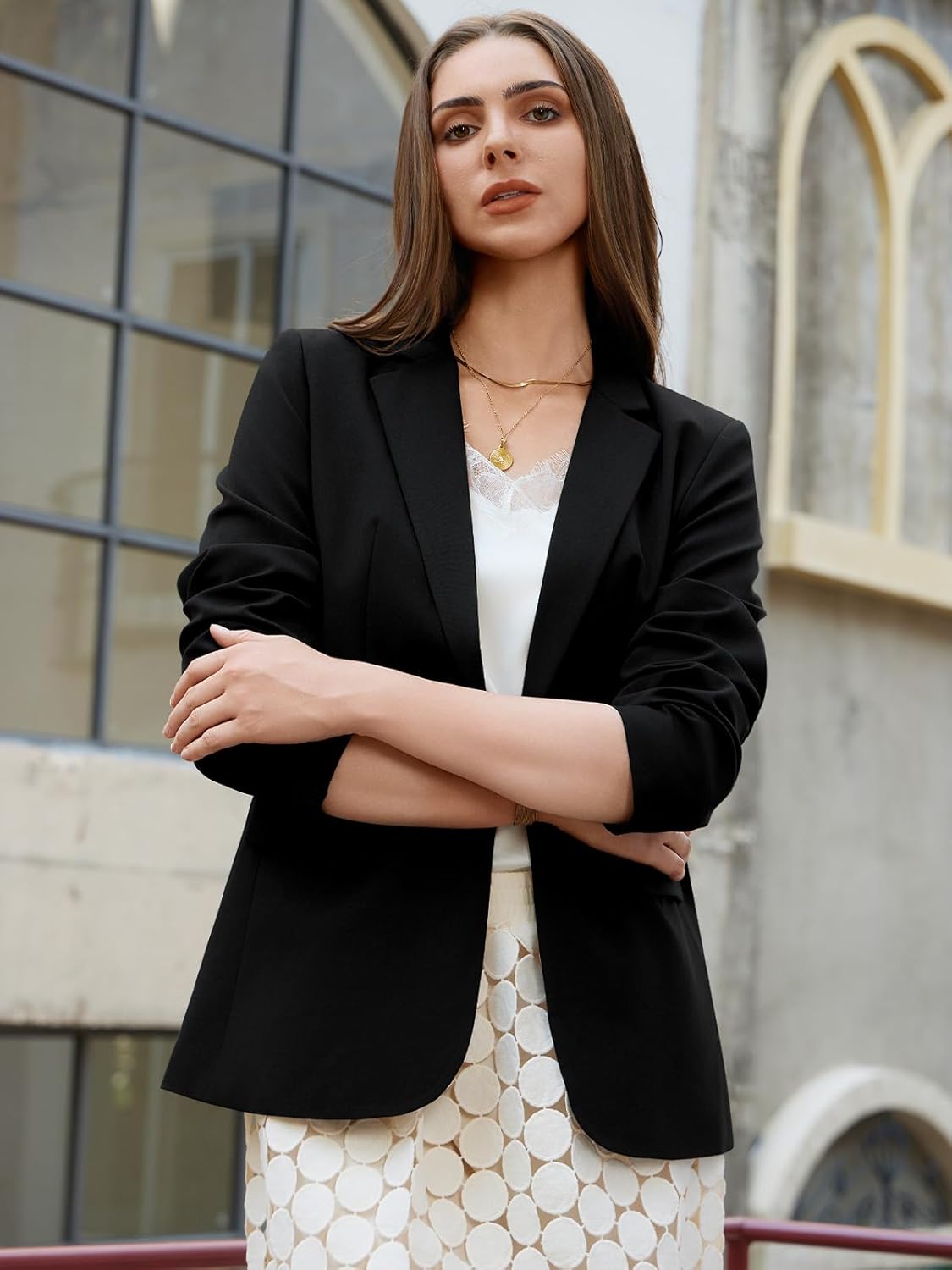 Kelyaa Womens One Button Blazer Casual Open Front Long Sleeve Suit Jackets Business Work Office Blazers - Image 3