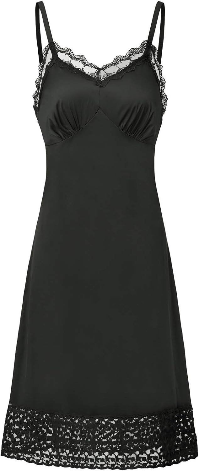 Belle Poque Lace Full Slips for Women Under Dresses Adjustable Spaghetti Strap Cami Dress
