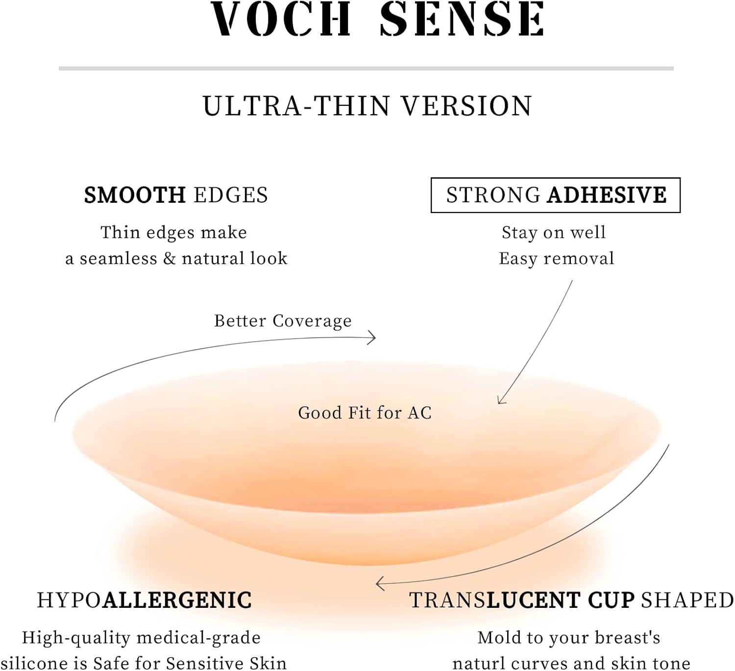 VOCH GALA Nipple Covers 2 Pairs-Seamless and Sheer Adhesive Silicone Nipple Pasties for Women Reusable, Sticky Breast Petals - Image 2