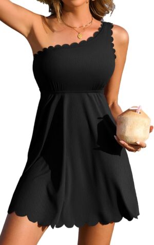 Charmo Ribbed One Shoulder Swim Dre...