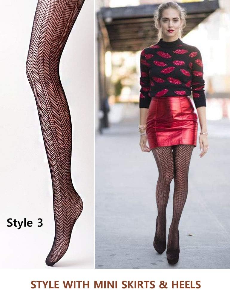 VERO MONTE Women Patterned Fishnet Tights Black Fishnets Net Stockings Pantyhose - Image 4