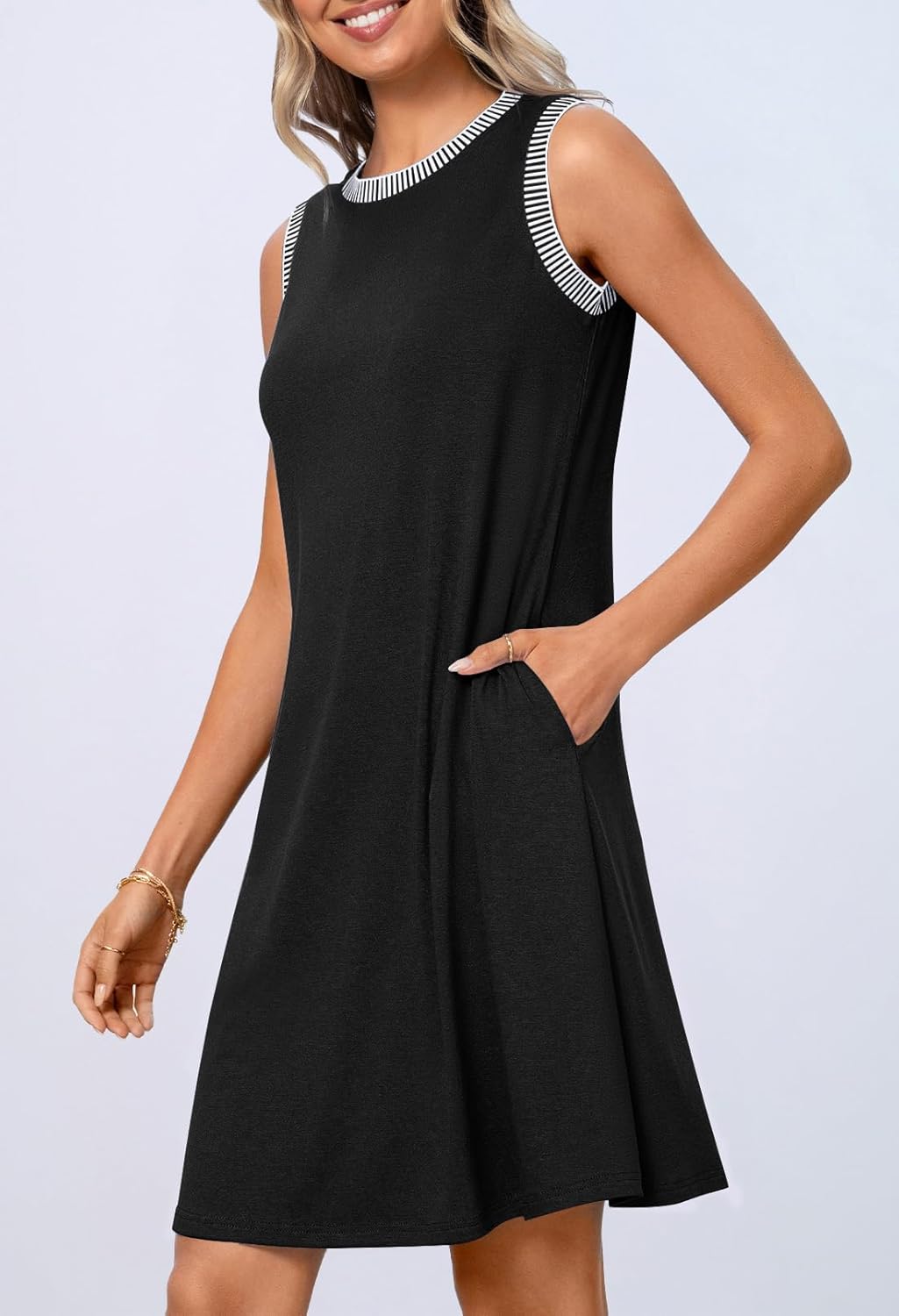 MEROKEETY Womens Casual Summer Sun Dress 2026 Spring Beach Vacation Crewneck Sleeveless Tank Cruise Shift Swing Sundress - Image 2