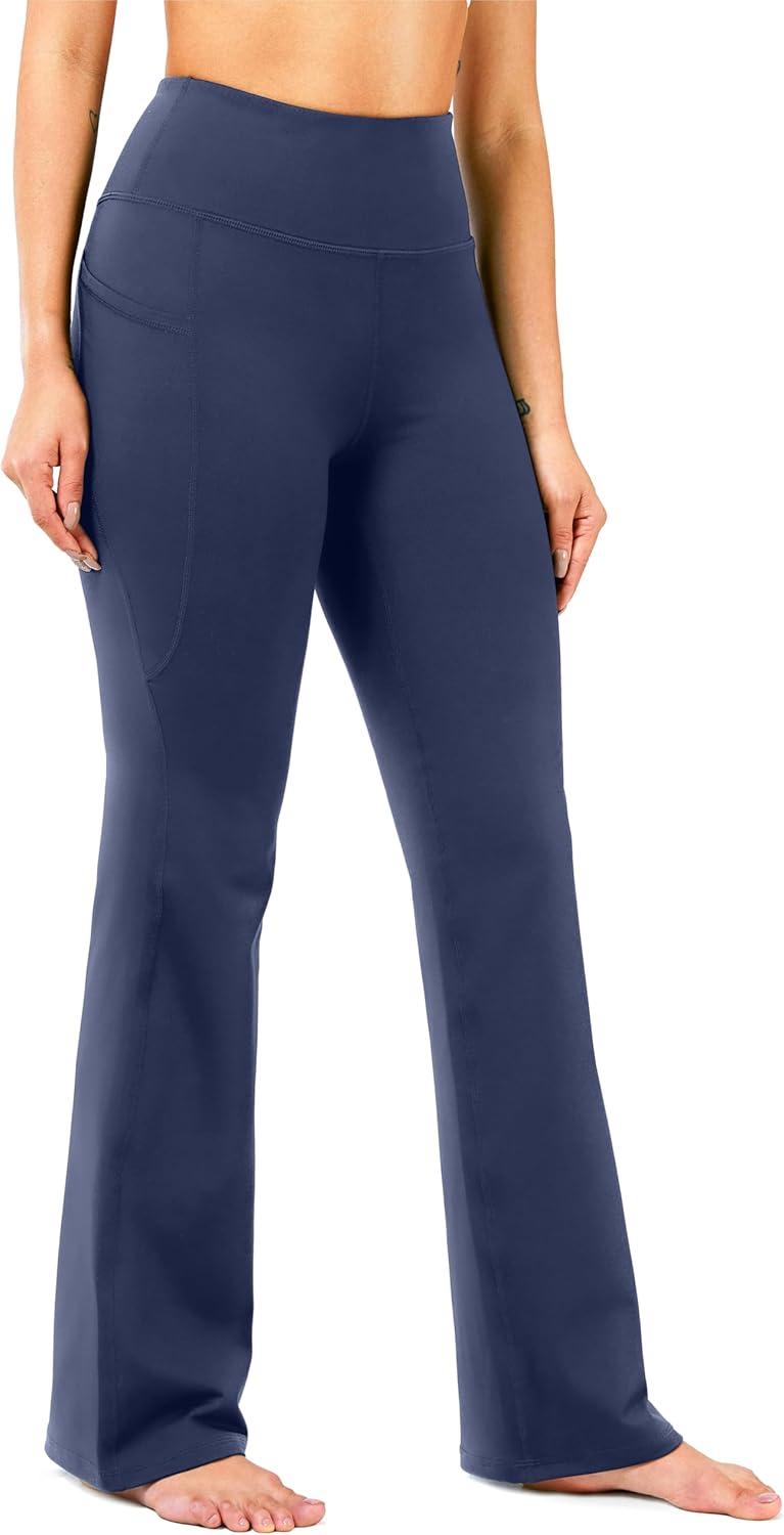 28"/30"/32"/34" Inseam Women's Bootcut Yoga Pants Long Bootleg High-Waisted Flare Pants with Pockets - Image 2