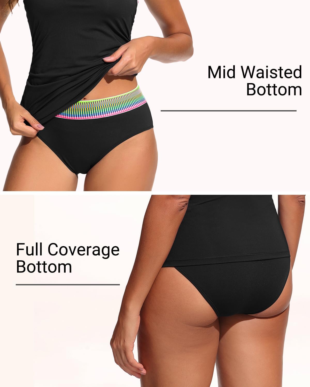 Daci Bandeau Tankini Swimsuits for Women - Two Piece Ruched Tummy Control Bathing Suit Strapless Swimwear with Bottom - Image 6
