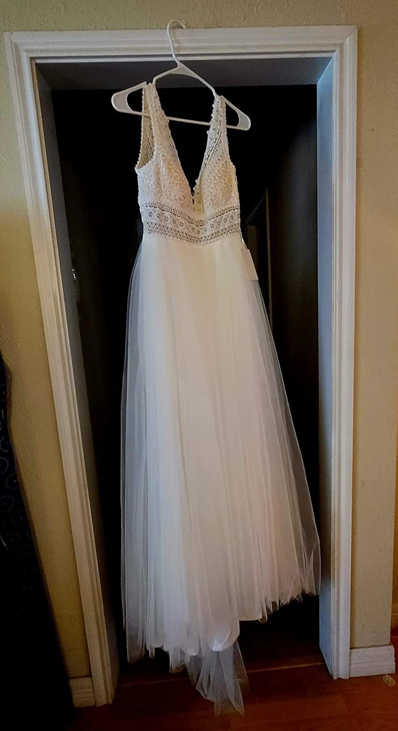 Sorayan Wedding Dresses for Bride Illusory Lace Bohemia V Neck Layers Tulle A Line Beachy Wedding Gowns… - Image 5