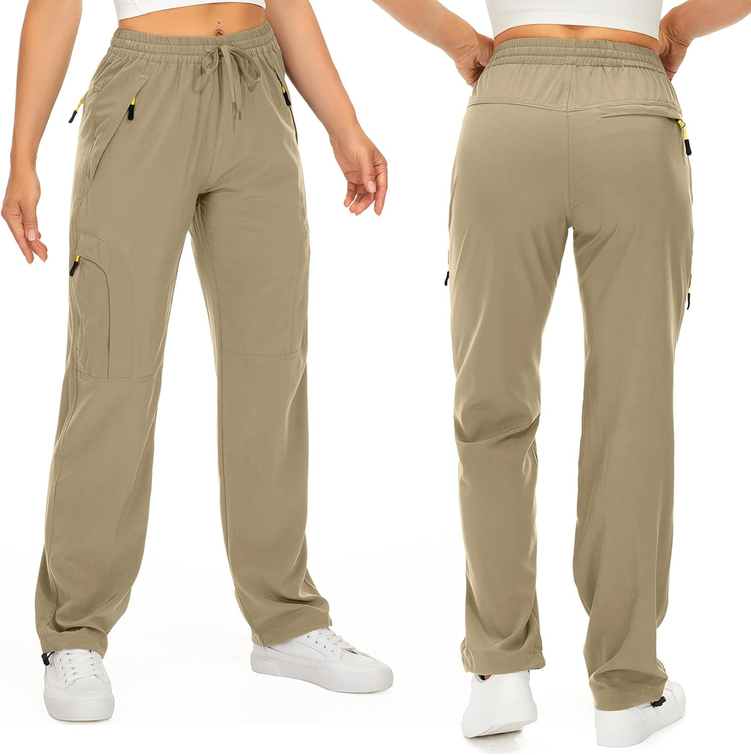 Womens Hiking Pants Quick Dry UPF 50 Lightweight Travel Golf Cargo Safari Pants Zipper Pockets - Image 2