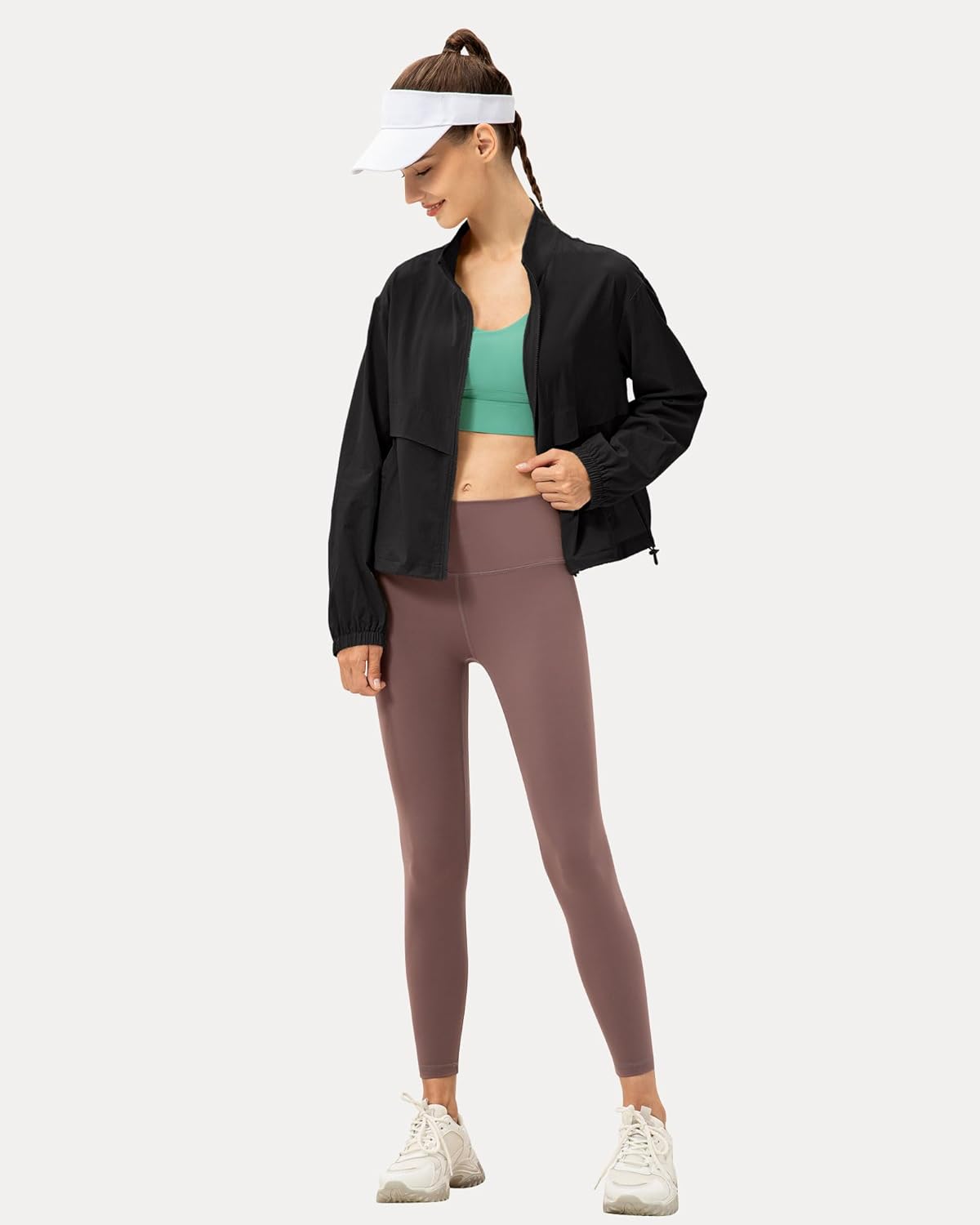 Locachy Women's Lightweight Zip Up Athletic Jacket Stand Collar Windproof Sun Protection Workout Outdoor Jacket - Image 5