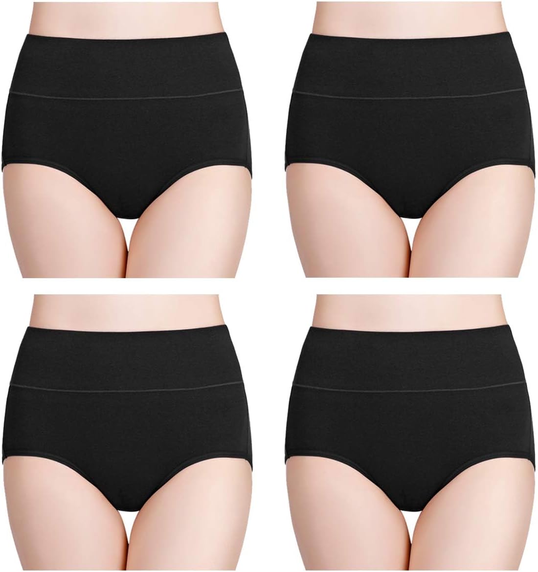 wirarpa Women's Cotton Underwear High Waisted Ladies Panties Full Coverage Briefs 4 Pack (Regular & Plus Size) - Image 2