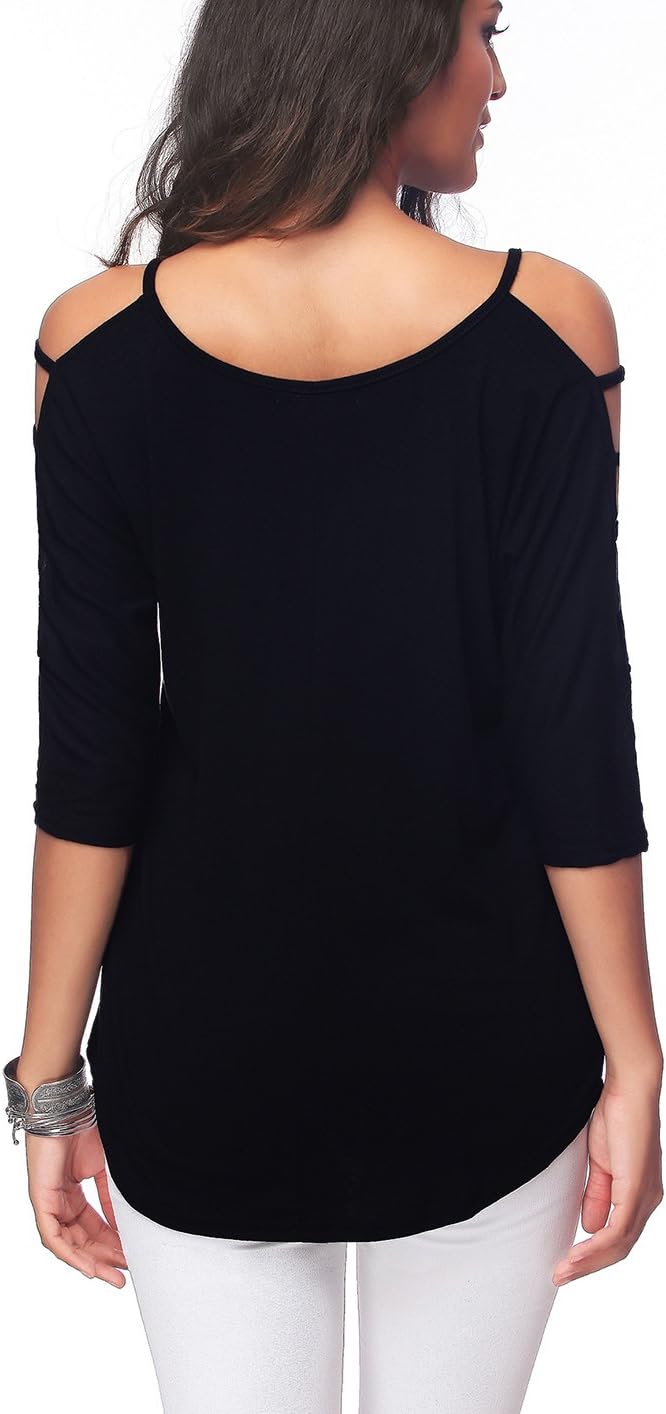 Jar of Love Women's Cold Shoulder Tops 3/4 Sleeve Sexy Going Out T-Shirts for Women Casual Tunic Tops - Image 5