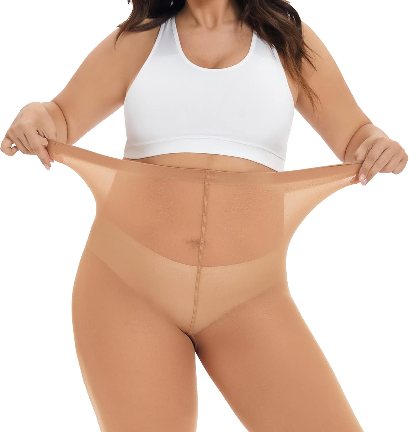 CozyWow Plus Size Tights for Women 80D Soft Solid Color Semi Opaque Pantyhose High Waist 1X 2X 3X 4X - Image 5