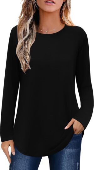 Elesomo Womens Shirts Casual Crew N...