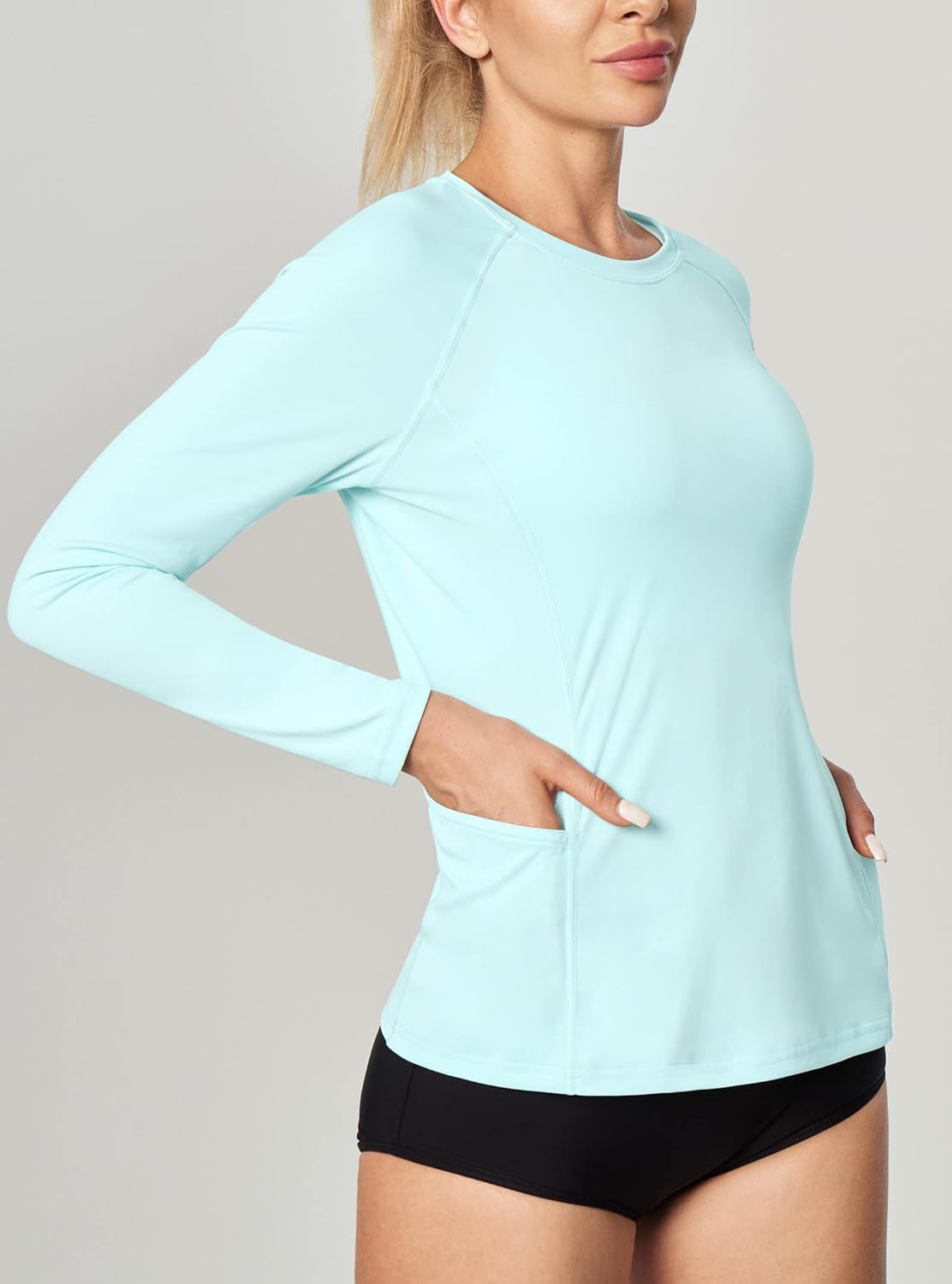 IUGA Rash Guard for Women UPF 50+ SPF UV Protection Long Sleeve Workout Tops with Pockets Dry Fit Hiking Swim Shirt - Image 3