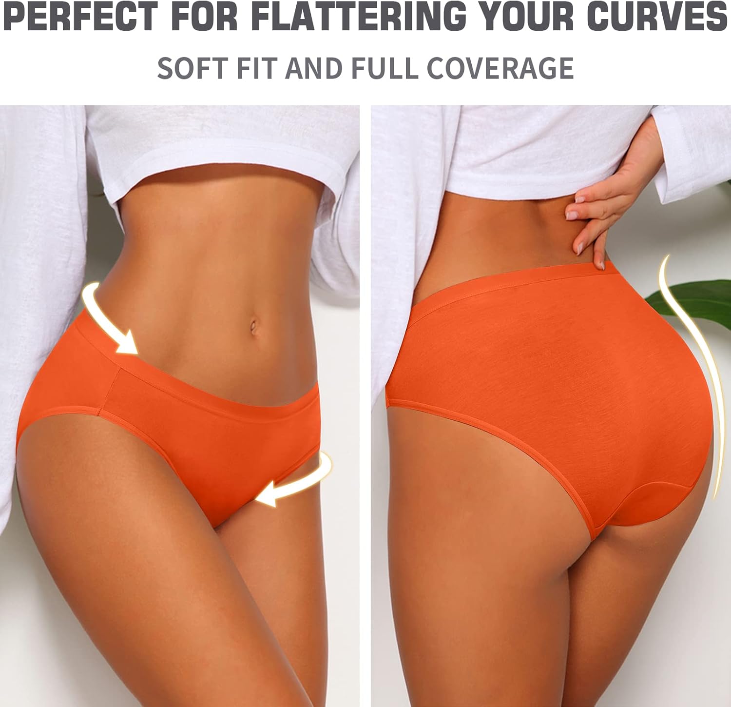 Eiggam Women's Cotton Bikini Panties,High-Cut Full Coverage Stretch Cool Underwear for Women - Image 3