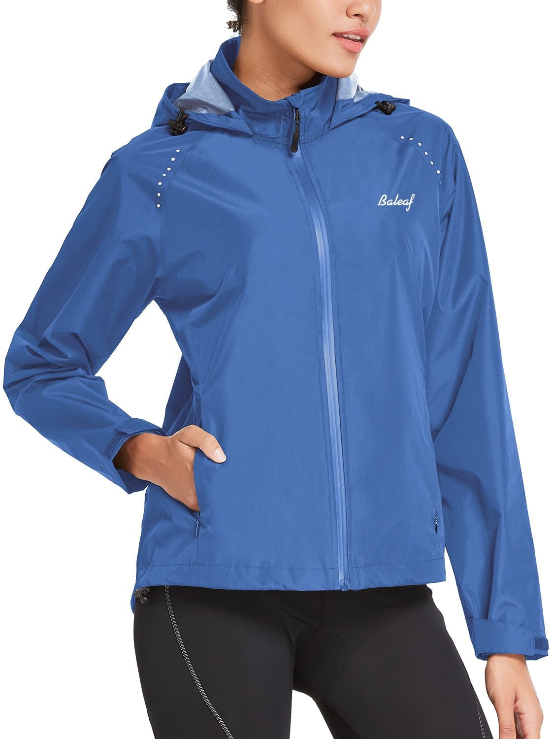 baleaf Women's Rain Jackets Waterproof Windbreaker Packable Running Lightweight Cycling Jacket Reflective Hooded - Image 2