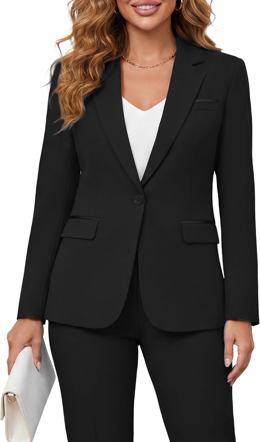 Kelyaa Women's 2 Piece Suit Notched Lapel One Button Slim Fit Business Office Work Tuxedo Blazer Pants Set