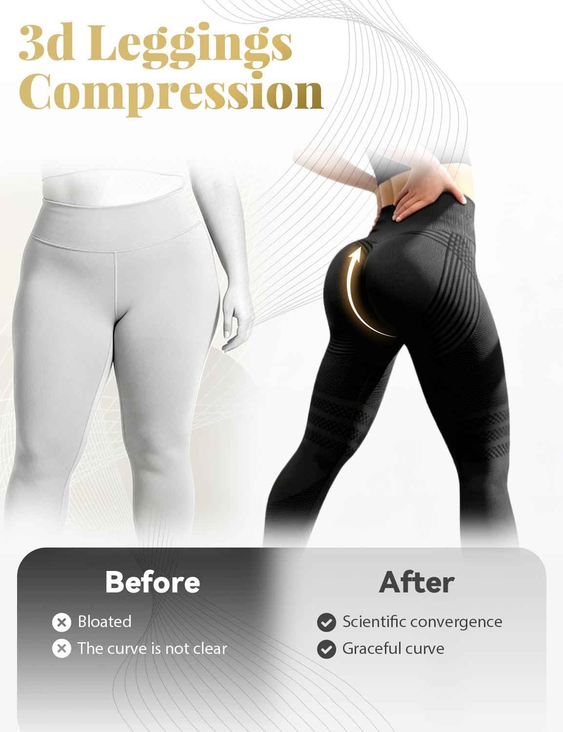 3D Leggings Compression, Women‘s High Waisted Compression Leggings, Butt Lifting Workout Leggings, Squat Proof - Image 5