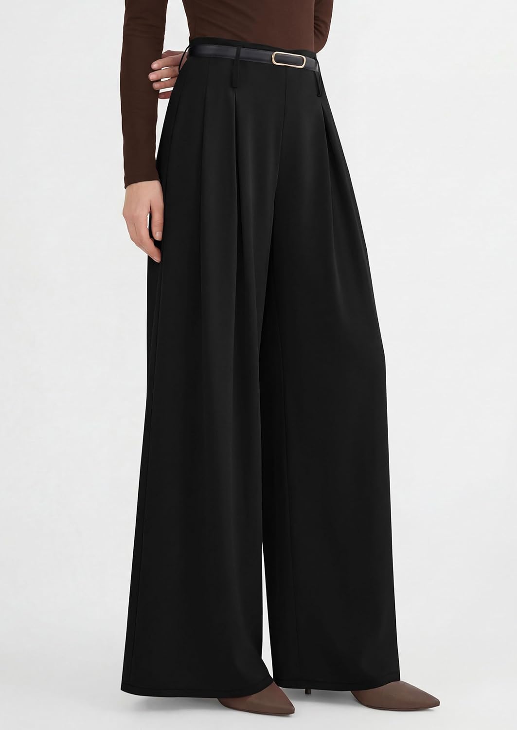 PRETTYGARDEN Womens Wide Leg Trousers 2026 Elastic High Waisted Dress Pants Pleated Slacks Flowy Business Work Palazzo Pants - Image 3