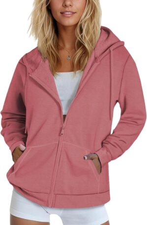 SMENG Womens Zip Up Hoodies Long Sl...