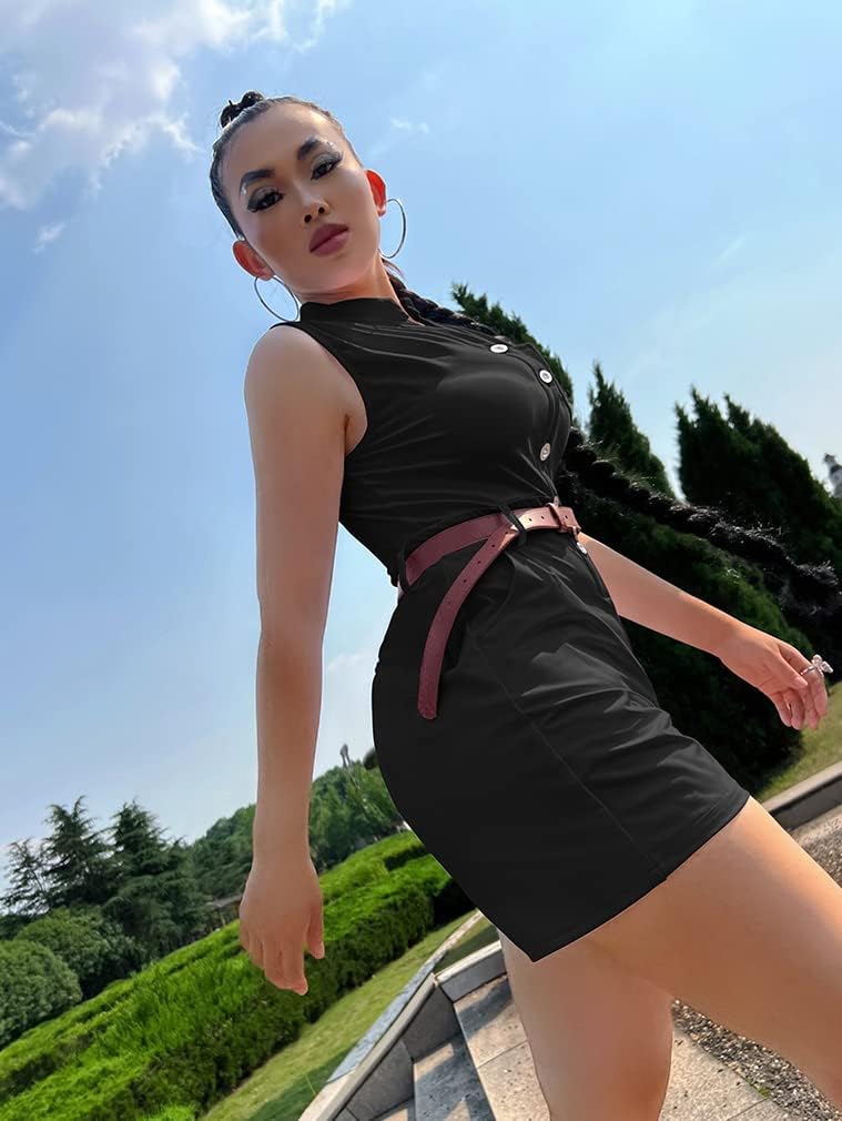 XXTAXN Women's Sexy V Neck Rompers One Piece Short Jumpsuit with Belt And Pockets - Image 6