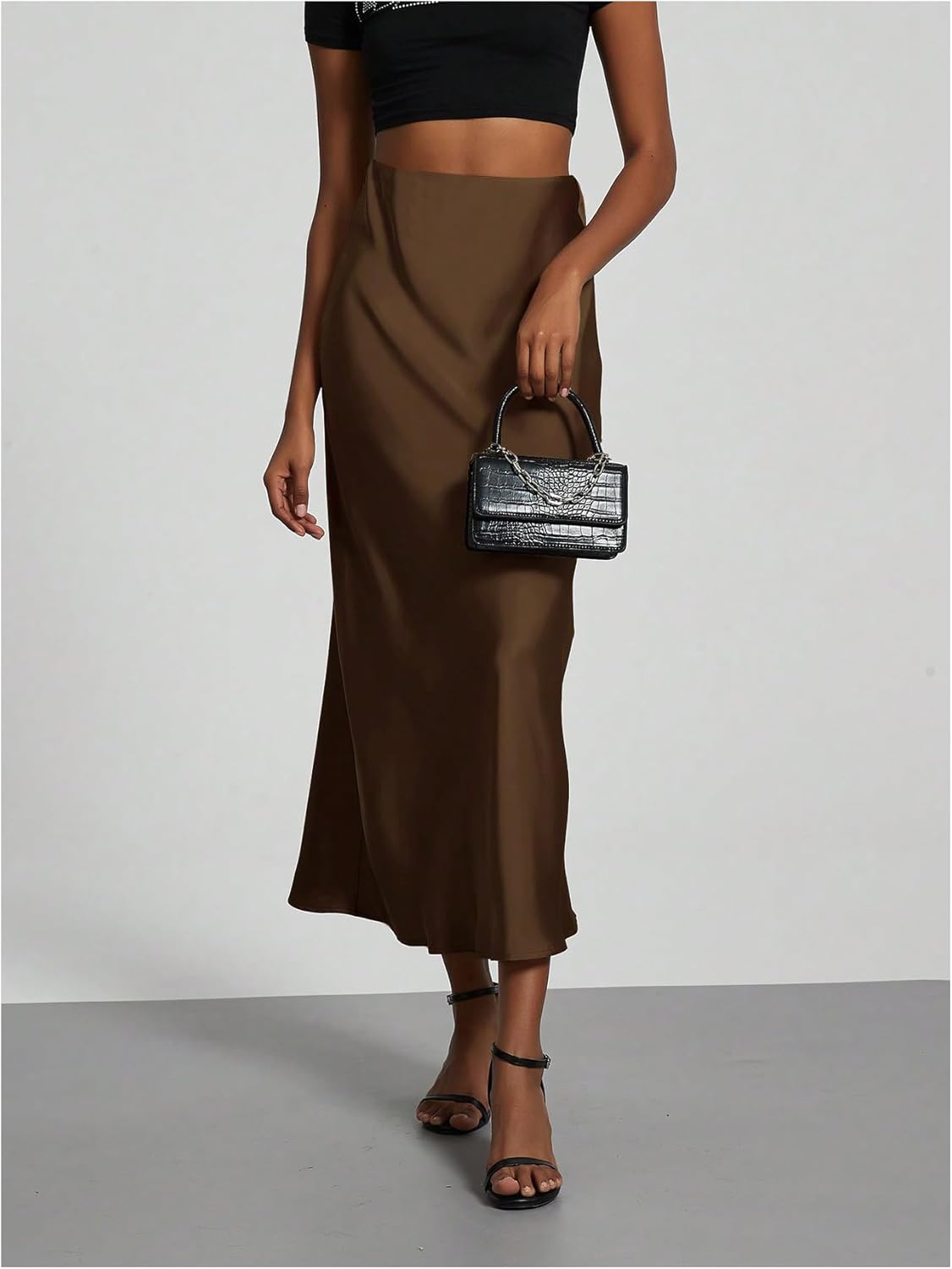 SOLY HUX Women's Elegant Satin Skirts High Waisted Flared Casual Work Office Fishtail Midi Skirt - Image 4