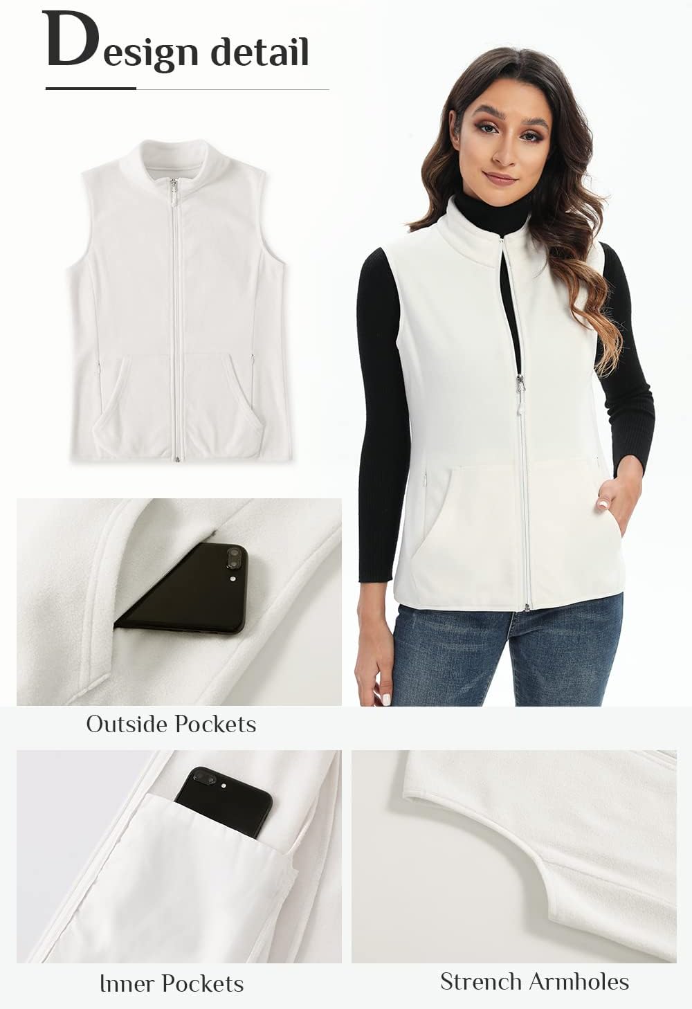 Xeoxarel Women's Fleece Vest with 6 Pockets (XS-2XL) - Image 4