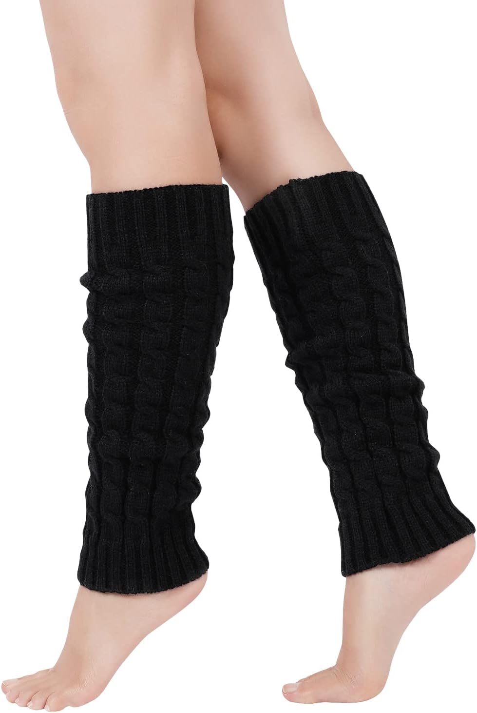 Junely Leg Warmers for Women 80s Cable Knit Leg Warmer for Ballet Dance Figure Skating Yoga Party Junior Neon Long Socks
