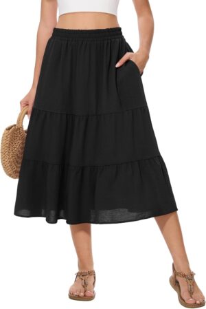 Women’s Summer Midi Skirt Tie...
