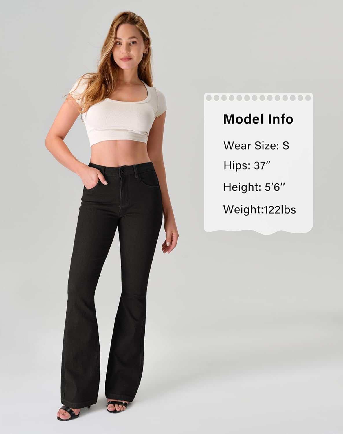 roswear Women's Trendy Stretchy Flare Jeans Mid Rise Bootcut Curvy Denim Pants - Image 4